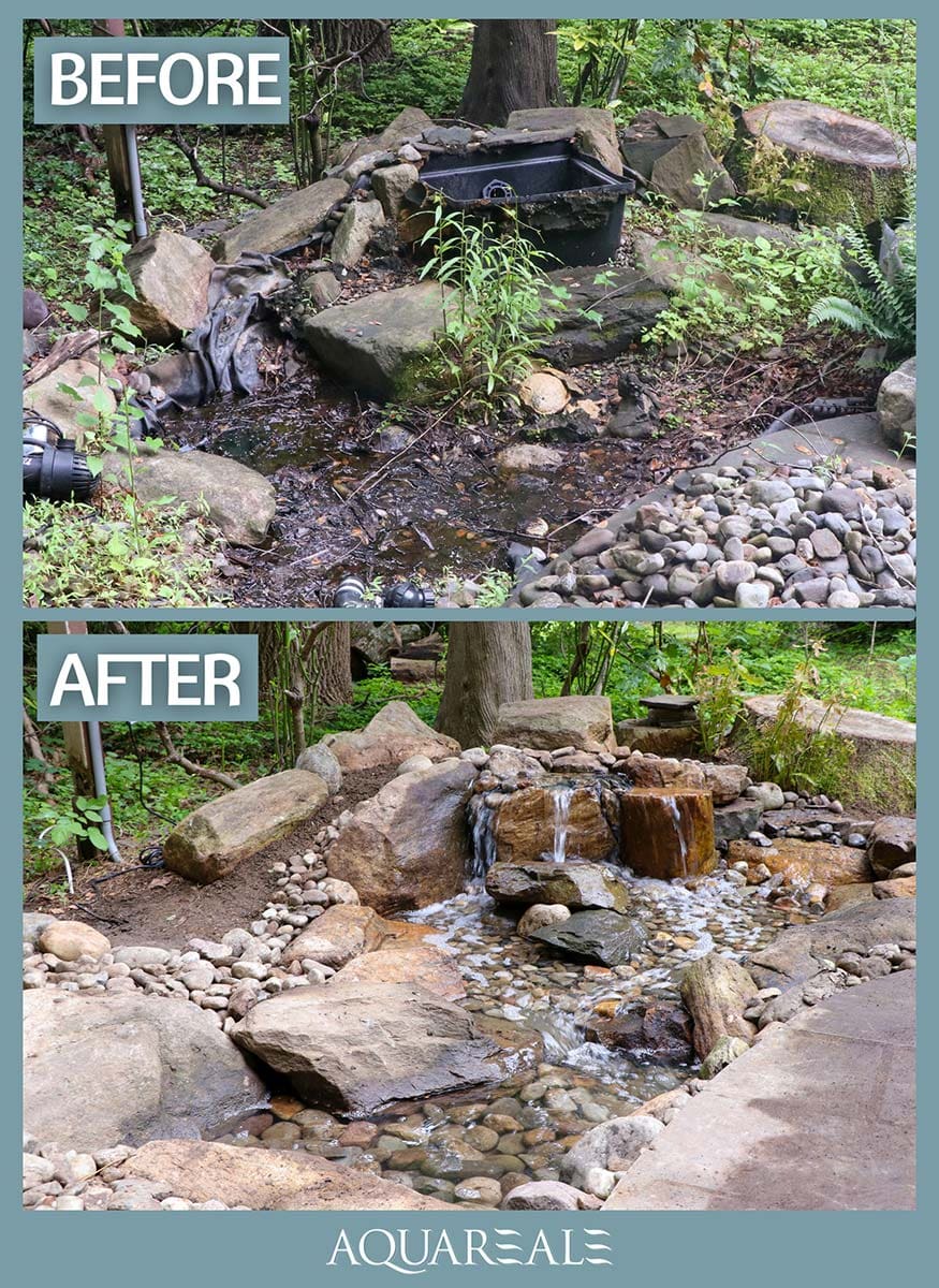 Waterfall stream renovation pond renovation Philadelphia AquaReale