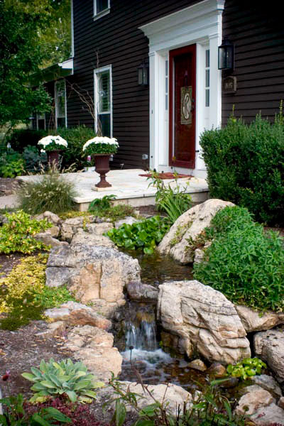 Waterfall and stream in front yard